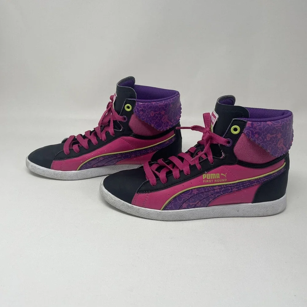 PUMA Girl's First Round Secret Poke Black Mag Purple Streetwear Sneakers Size 5